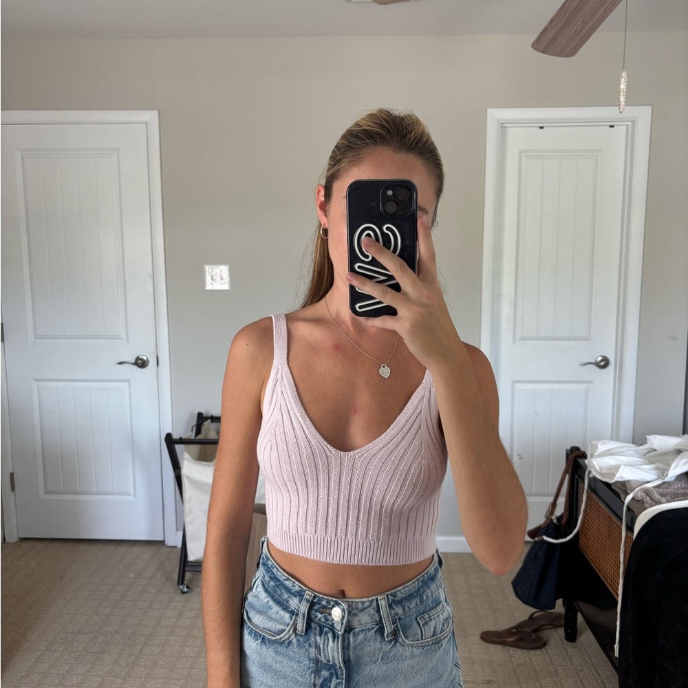 Aerie Light Pink Knit Crop Top